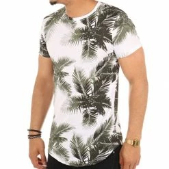 Bon marché 😍 Tee 👚 Shirt Oversize T153 Floral Blanc Vert Kaki de Uniplay 💯