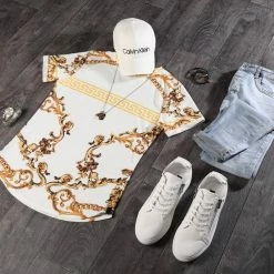 Bon marché 😉 Tee 👚 Shirt Oversize UP-321 Blanc Doré Renaissance de Uniplay 😀 -Uniplay Soldes uniplay 144462 FAB18 UP 321 WHITE TPDT 20200204T120345 06