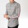 Coupon 👏 Chemise Manches Longues Avec Bandes Col Mao T555 Noir Blanc Rouge de Uniplay ⌛ -Uniplay Soldes uniplay 159457 UP T555 CARREAUX GREY 20181025T140439 01