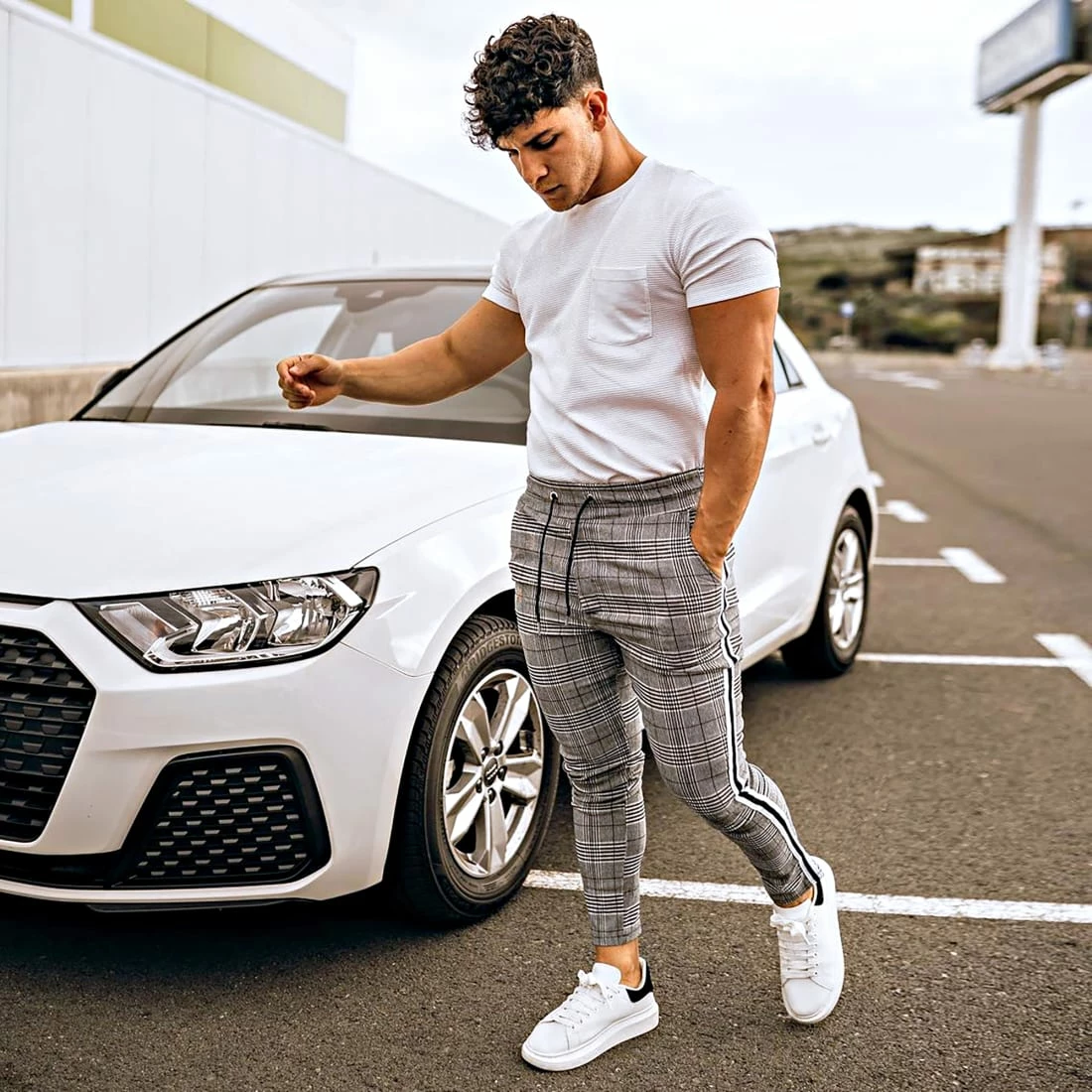 De gros ✨ Pantalon Carreaux Avec Bandes T3296 Gris Noir Blanc de Uniplay 🔥 10 De gros ✨ Pantalon Carreaux Avec Bandes T3296 Gris Noir Blanc de Uniplay 🔥 – Image 8