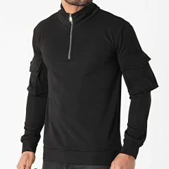 Coupon ⌛ Sweat Col Zippé T757 Noir de Uniplay 😍