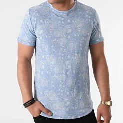 Meilleur prix 😉 Tee 👕 Shirt Oversize T792 Bleu Floral de Uniplay 🌟 -Uniplay Soldes uniplay 264949 UP T792 BLUE 20210507T124445 03