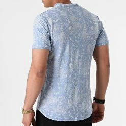 Meilleur prix 😉 Tee 👕 Shirt Oversize T792 Bleu Floral de Uniplay 🌟 -Uniplay Soldes uniplay 264949 UP T792 BLUE 20210507T124447 04