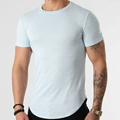 Promo 🎉 Tee 👚 Shirt Oversize UY642 Bleu Ciel Blanc de Uniplay 👍