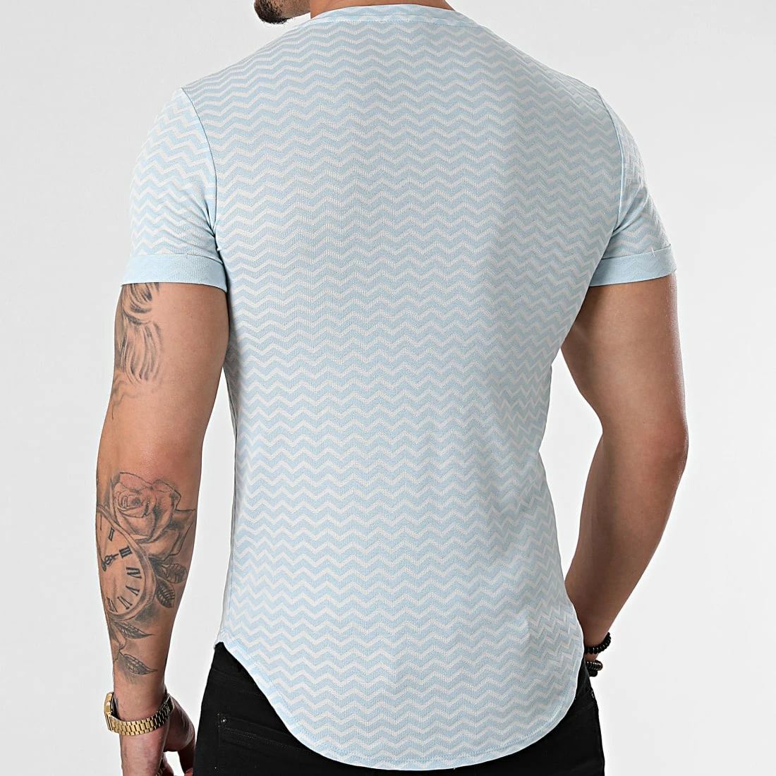 Promo 🎉 Tee 👚 Shirt Oversize UY642 Bleu Ciel Blanc de Uniplay 👍 6 Promo 🎉 Tee 👚 Shirt Oversize UY642 Bleu Ciel Blanc de Uniplay 👍 – Image 4