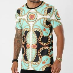 Nouveau ✔️ Tee 👕 Shirt T811 Bleu Vert Noir de Uniplay ✔️ -Uniplay Soldes uniplay 271778 UP T811 BLUE 20210629T124049 01