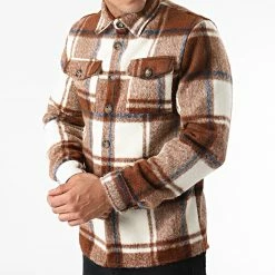 De gros 😉 Surchemise A Carreaux SH-32 Ecru Camel de Uniplay ✔️ -Uniplay Soldes uniplay 279920 SH 32 CAMEL 20210820T152127 03