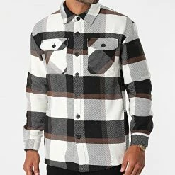 Grosses soldes 🛒 Chemise Manches Longues A Carreaux UP-C078 Beige Marron de Uniplay 💯