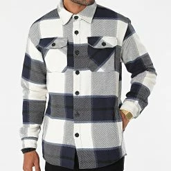 Tout neuf 😉 Chemise Manches Longues A Carreaux UP-C077 Beige Bleu Marine de Uniplay 🔔