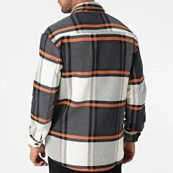 Top 10 👏 Chemise Manches Longues A Carreaux UP-C071 Beige Bleu Marine de Uniplay 💯 -Uniplay Soldes uniplay 281687 UP C071 BLUE 20210831T160825 04