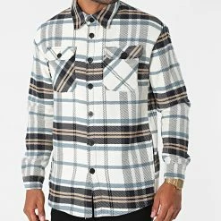 Sortie ✔️ Chemise Manches Longues A Carreaux UP-C072 Beige Bleu Marine de Uniplay 👍