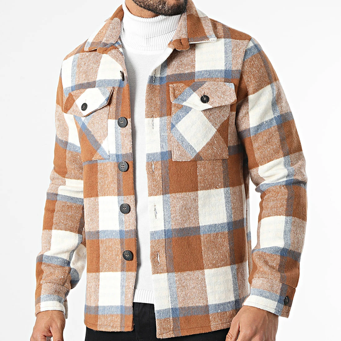 Le moins cher ❤️ Surchemise A Carreaux UY697 Camel Blanc Bleu de Uniplay 🎁 3 Le moins cher ❤️ Surchemise A Carreaux UY697 Camel Blanc Bleu de Uniplay 🎁