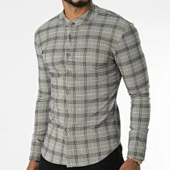 De gros ✔️ Chemise Manches Longues A Carreaux C081 Beige Chiné de Uniplay 🥰