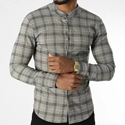 De gros ✔️ Chemise Manches Longues A Carreaux C081 Beige Chiné de Uniplay 🥰 -Uniplay Soldes uniplay 283821 UP C081 BEIGE 20210914T163747 03