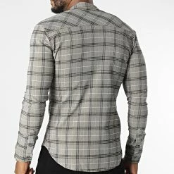 De gros ✔️ Chemise Manches Longues A Carreaux C081 Beige Chiné de Uniplay 🥰 -Uniplay Soldes uniplay 283821 UP C081 BEIGE 20210914T163749 04