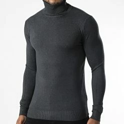 Budget 🎉 Pull Col Roulé CR-08 Gris Anthracite de Uniplay 🔥
