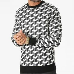 Promo 🎁 Sweat Crewneck UY746 Noir Blanc de Uniplay 😉 -Uniplay Soldes uniplay 287639 UY746 WHITE 20211012T160821 03