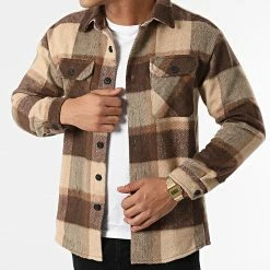 Offres 🎉 Surchemise A Carreaux C086 Beige Marron de Uniplay 😉