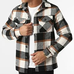 Bon marché 🎁 Surchemise A Carreaux UY693 Noir Blanc Camel de Uniplay ⭐