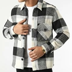 Tout neuf 😉 Surchemise A Carreaux TEC-05 Noir Gris Blanc de Uniplay 🎁