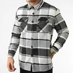 Grosses soldes ⌛ Surchemise A Carreaux C097 Blanc Noir Gris de Uniplay 🔥 -Uniplay Soldes uniplay 292969 C097 BLACK 20211125T124116 03