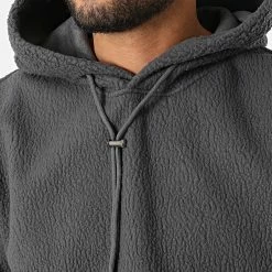 Grosses soldes 🎉 Sweat Capuche Polaire UP-T877 Gris Anthracite de Uniplay 💯 -Uniplay Soldes uniplay 292996 UP T877 GREY 20211129T091935 02
