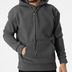 Grosses soldes 🎉 Sweat Capuche Polaire UP-T877 Gris Anthracite de Uniplay 💯 -Uniplay Soldes uniplay 292996 UP T877 GREY 20211129T091936 03