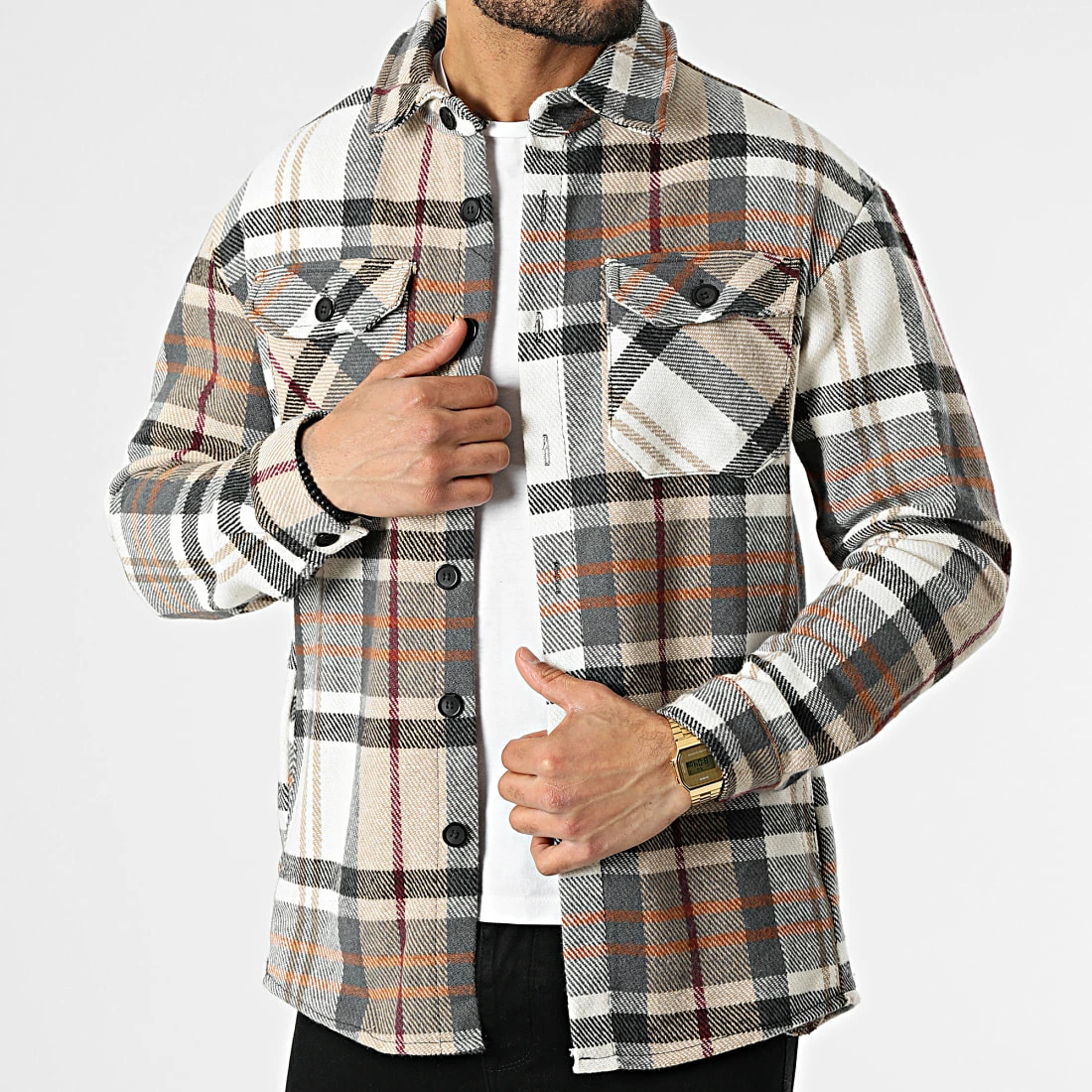 De gros ✔️ Surchemise A Carreaux C096 Beige de Uniplay ✨ 3 De gros ✔️ Surchemise A Carreaux C096 Beige de Uniplay ✨