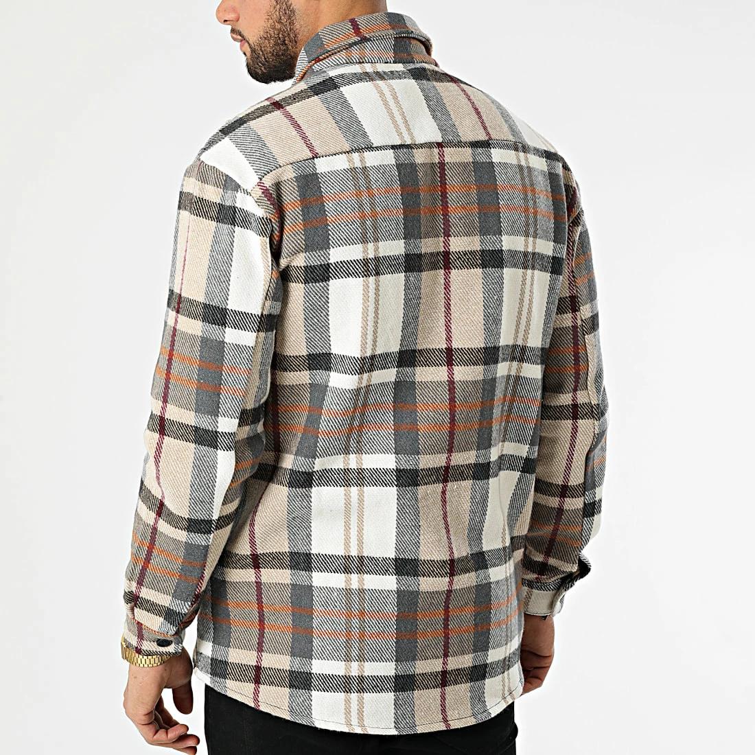 De gros ✔️ Surchemise A Carreaux C096 Beige de Uniplay ✨ 6 De gros ✔️ Surchemise A Carreaux C096 Beige de Uniplay ✨ – Image 4