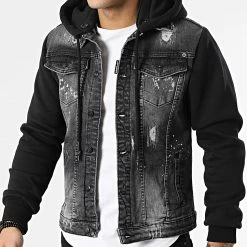 Bon marché 🔥 Veste Jean Capuche 667 Noir de Uniplay ✨ -Uniplay Soldes uniplay 300482 667 BLACK 20220131T150341 03