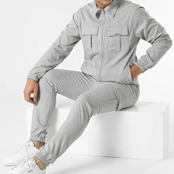Sortie 💯 Ensemble Veste Zippée Et Jogger Pant MK-18 Gris Chiné de Uniplay 💯
