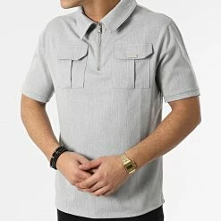 Acheter 🔔 Polo A Manches Courtes TS-14 Gris Chiné de Uniplay 🎁 -Uniplay Soldes uniplay 300532 TS 14 GREY 20220202T160511 03