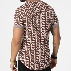 Meilleur prix 🥰 Tee 👚 Shirt Oversize UY819 Marron Blanc de Uniplay ⭐ -Uniplay Soldes uniplay 304282 UY819 BROWN WHITE 20220217T161239 04