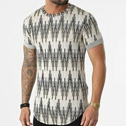 Grosses soldes ✔️ Tee 👚 Shirt Oversize UY778 Beige Noir de Uniplay 👏