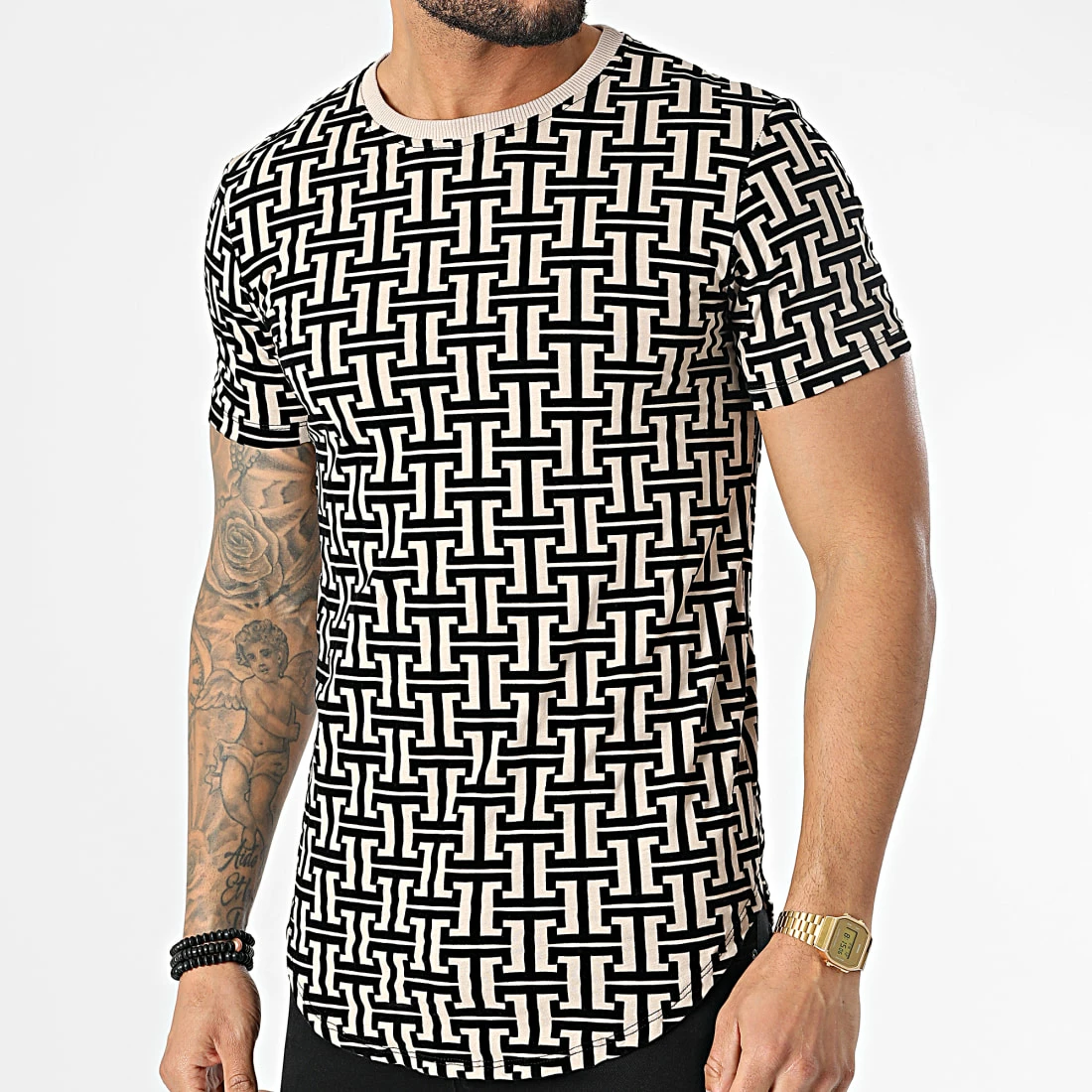 Promo 🥰 Tee 👕 Shirt Oversize UY785 Beige Noir de Uniplay 👏 3 Promo 🥰 Tee 👕 Shirt Oversize UY785 Beige Noir de Uniplay 👏