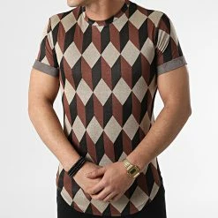 Sortie ⌛ Tee 👚 Shirt Oversize UY818 Marron Beige de Uniplay 👏 -Uniplay Soldes uniplay 304368 UY818 BEIGE BROWN BLACK 20220224T132824 03