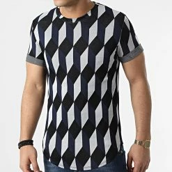 De gros 👍 Tee 👕 Shirt Oversize UY818 Bleu Marine Blanc de Uniplay 🔥