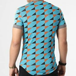 Sortie 🌟 Tee 👚 Shirt Oversize UY817 Bleu Clair Orange de Uniplay 😀 -Uniplay Soldes uniplay 304389 UY817 ORANGE SKY BLUE BLACK 20220224T132410 04