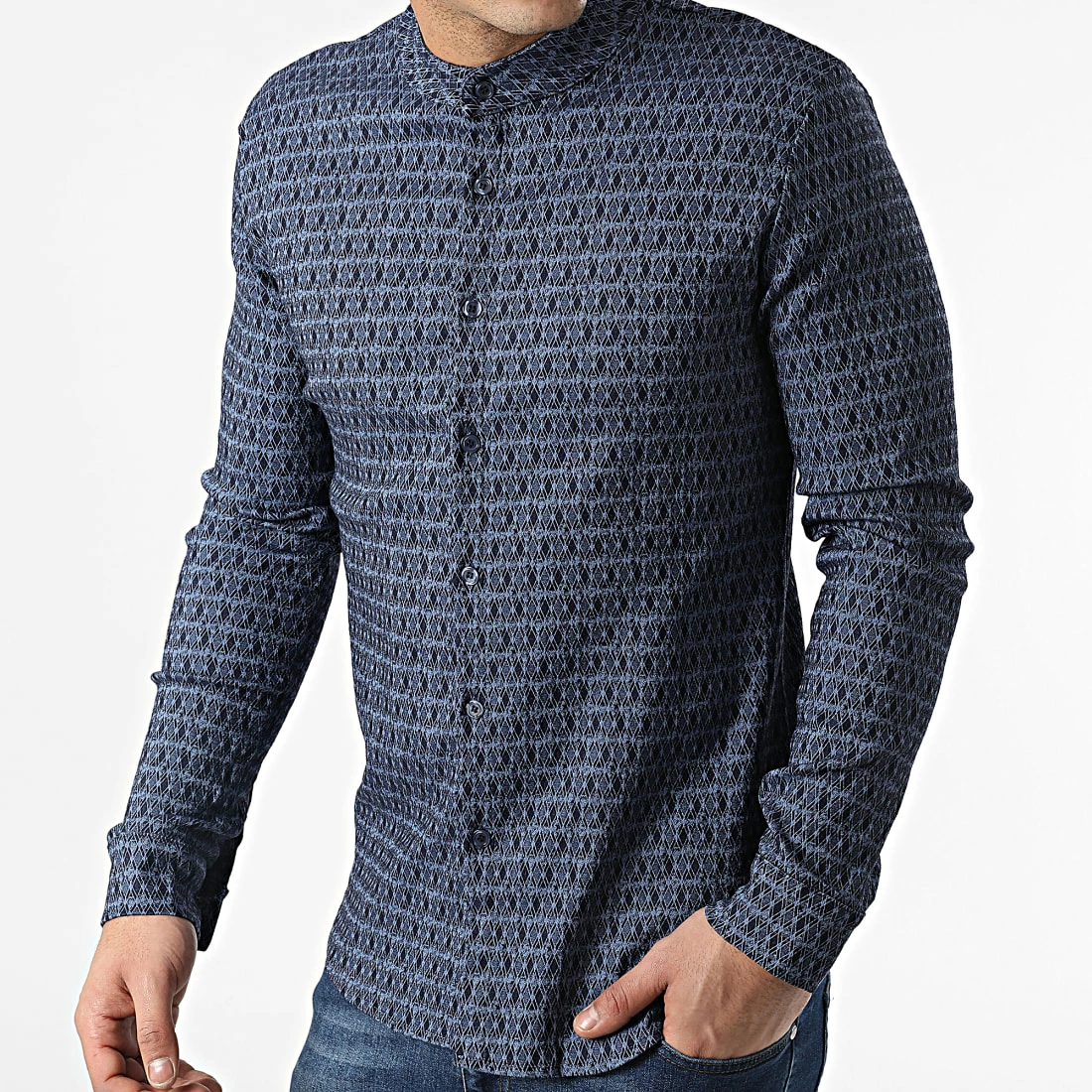 Vente flash 👍 Chemise Manches Longues Col Mao UP-C107 Bleu Marine de Uniplay 💯 5 Vente flash 👍 Chemise Manches Longues Col Mao UP-C107 Bleu Marine de Uniplay 💯 – Image 3