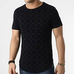 Bon marché 😉 Tee 👚 Shirt Oversize UY786 Noir Bleu Marine de Uniplay ✔️