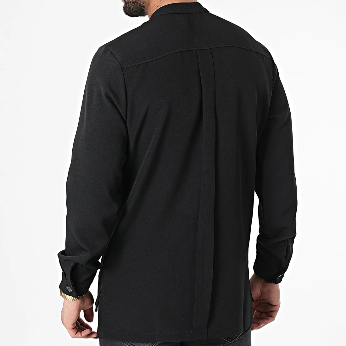 Sortie 💯 Chemise Manches Longues Col Mao 22005 Noir de Uniplay ⭐ 6 Sortie 💯 Chemise Manches Longues Col Mao 22005 Noir de Uniplay ⭐ – Image 4