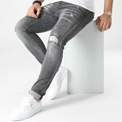 Meilleure vente 👍 Jean Slim 664 Gris Anthracite de Uniplay ❤️ -Uniplay Soldes uniplay 304621 664 BLACK 20220223T133859 03