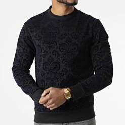 Tout neuf 👍 Sweat Crewneck UY783 Noir Bleu de Uniplay 🔥 -Uniplay Soldes uniplay 306268 UY783 BLACK BLUE 20220225T143749 03