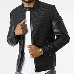 De gros 🤩 Veste Biker T8807 Noir de Uniplay 👍