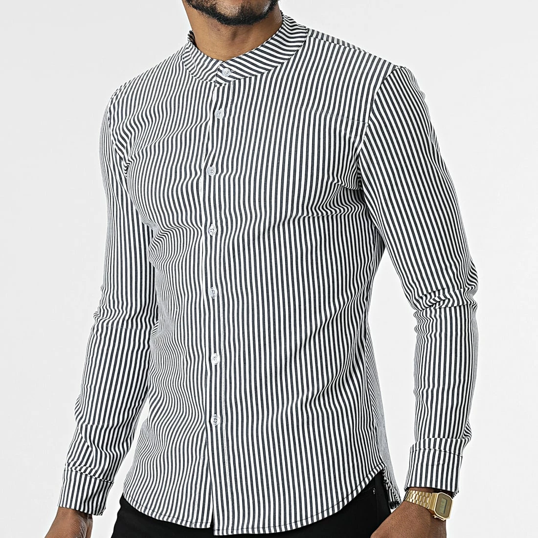 Le moins cher 😉 Chemise Manches Longues A Rayures Col Mao UP-C111 Bleu Marine Blanc de Uniplay 🔥 3 Le moins cher 😉 Chemise Manches Longues A Rayures Col Mao UP-C111 Bleu Marine Blanc de Uniplay 🔥