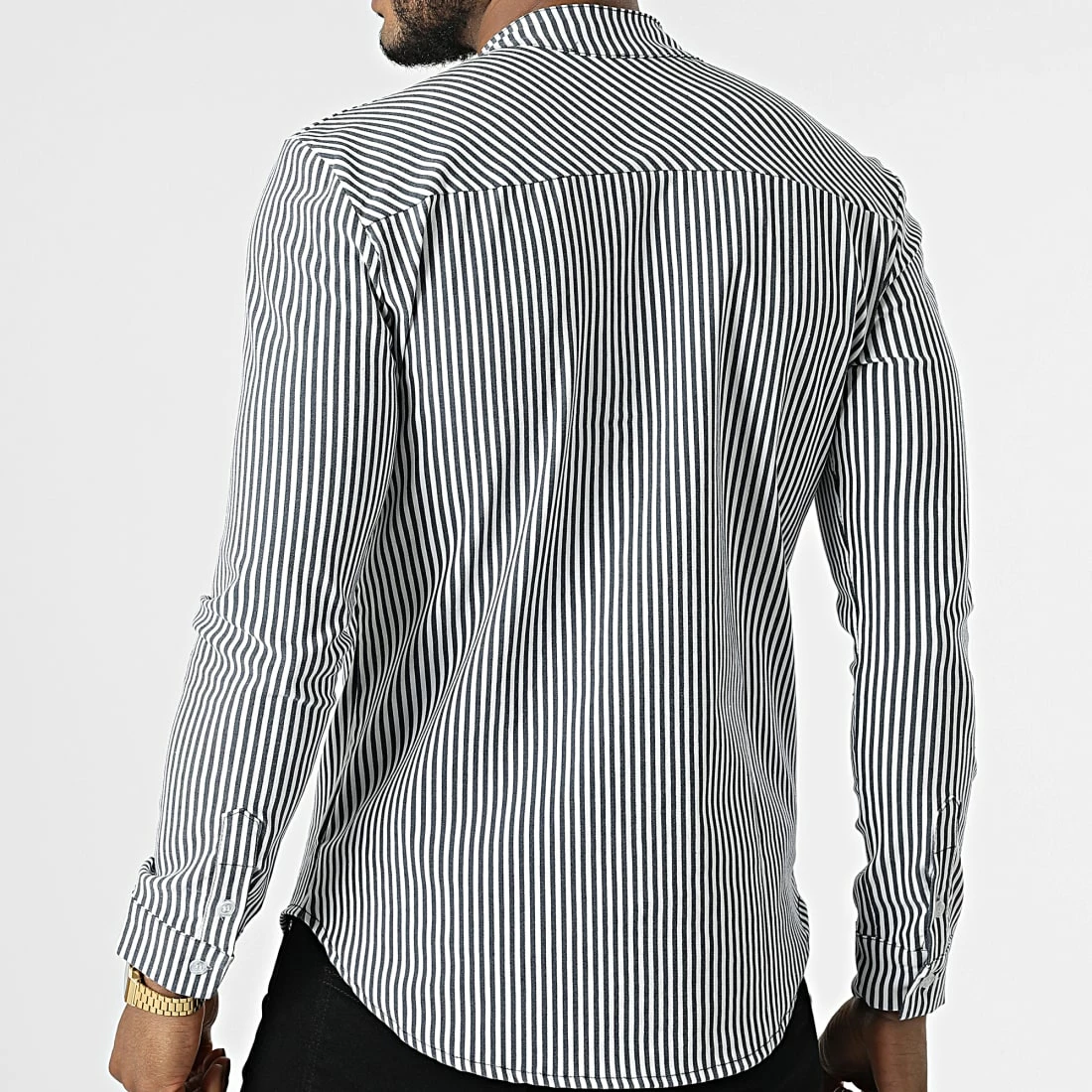 Le moins cher 😉 Chemise Manches Longues A Rayures Col Mao UP-C111 Bleu Marine Blanc de Uniplay 🔥 6 Le moins cher 😉 Chemise Manches Longues A Rayures Col Mao UP-C111 Bleu Marine Blanc de Uniplay 🔥 – Image 4