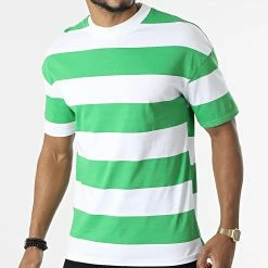 Remise 🌟 Tee 👕 Shirt A Rayures UPT21287 Blanc Vert de Uniplay 🧨