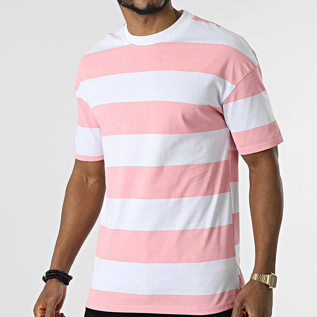 De gros ❤️ Tee 👕 Shirt A Rayures T21287 Blanc Rose de Uniplay 😀 3 De gros ❤️ Tee 👕 Shirt A Rayures T21287 Blanc Rose de Uniplay 😀