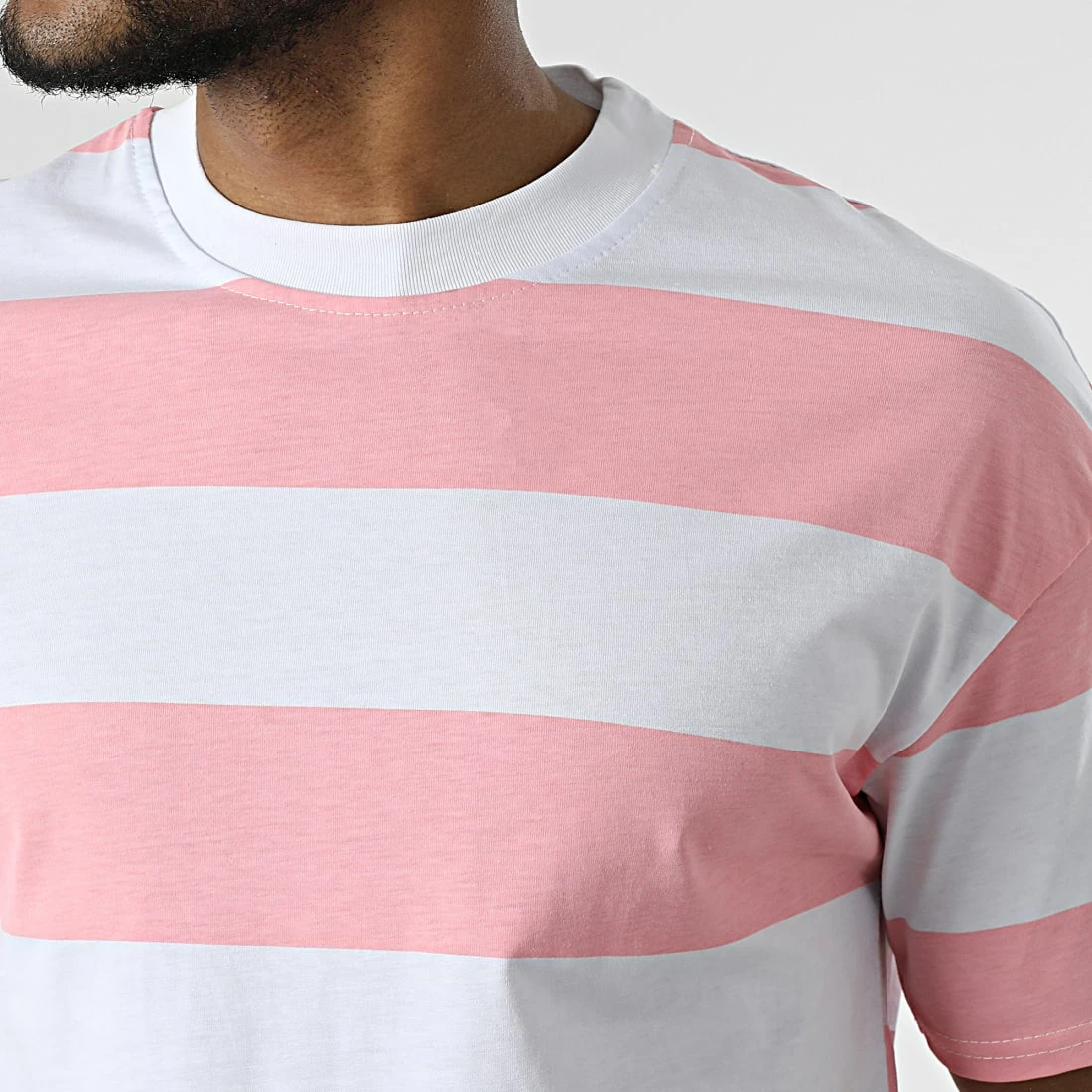 De gros ❤️ Tee 👕 Shirt A Rayures T21287 Blanc Rose de Uniplay 😀 4 De gros ❤️ Tee 👕 Shirt A Rayures T21287 Blanc Rose de Uniplay 😀 – Image 2