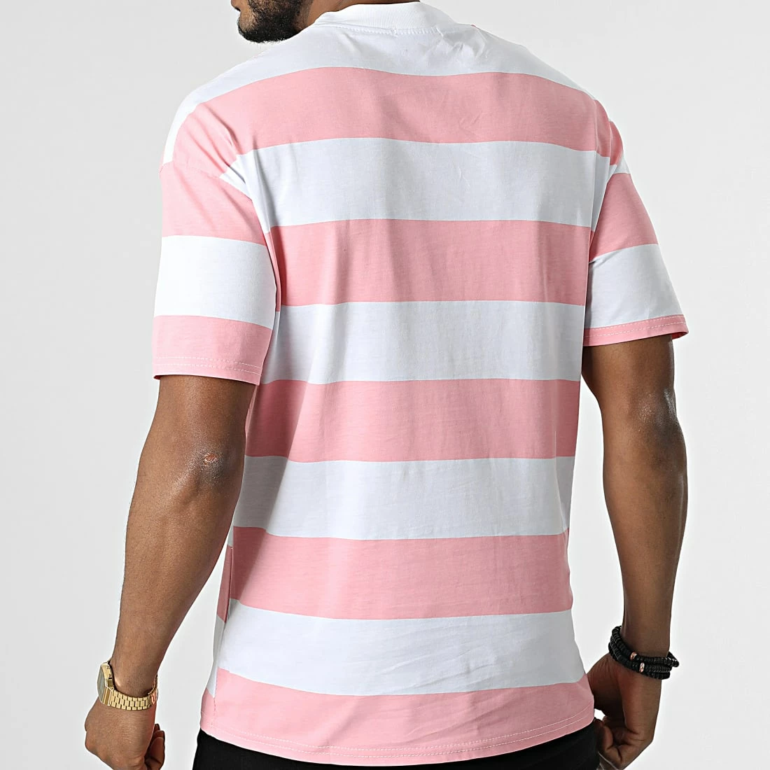 De gros ❤️ Tee 👕 Shirt A Rayures T21287 Blanc Rose de Uniplay 😀 6 De gros ❤️ Tee 👕 Shirt A Rayures T21287 Blanc Rose de Uniplay 😀 – Image 4